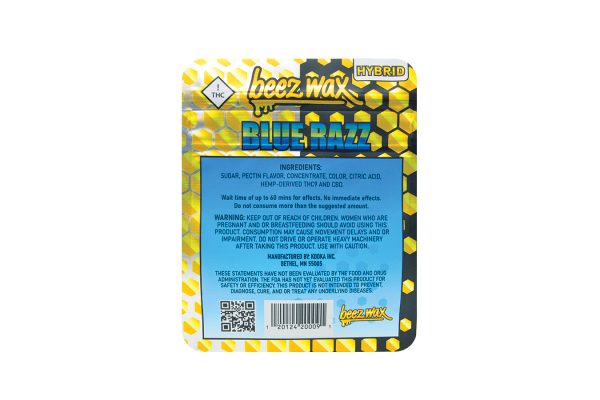 Beez-Wax-Blue-Raz-THC-Hybred-Gummies-Backjpg Kooka | Beez Wax Blue Raz THC Gummies
