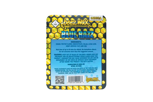 Beez-Wax-Blue-Raz-THC-Indica-Gummies-Back Kooka | Beez Wax Blue Raz THC Gummies
