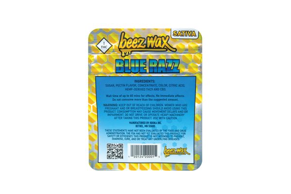 Beez-Wax-Blue-Raz-THC-Sativa-Gummies-Back Kooka | Beez Wax Blue Raz THC Gummies
