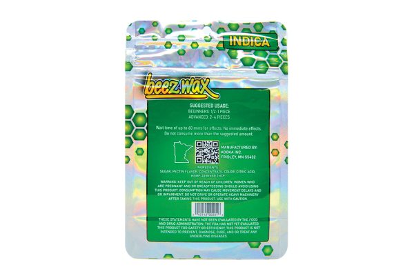 Beez-Wax-Green-Berry-Hybred-Indica-THC-Gummies-Back Beez-Wax-Green-Berry-Hybred-Indica-THC-Gummies-Back