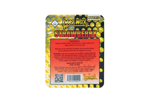 Beez-Wax-Strawberry-Hybred-THC-Gummies-Back Beez-Wax-Strawberry-Hybred-THC-Gummies-Back