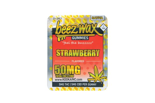 Beez-Wax-Strawberry-Sativa-THC-Gummies-Front Beezwax 5mg Mini Gummies - Strawberry