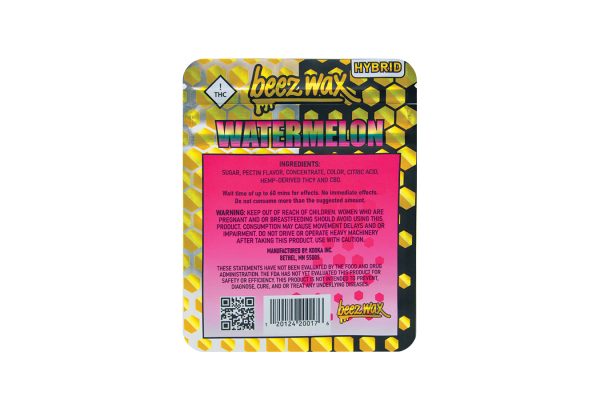 Beez-Wax-Watermelon-Hybred-THC-Gummies-Back Beez-Wax-Watermelon-Hybred-THC-Gummies-Back