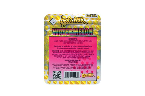 Beez-Wax-Watermelon-Sativa-THC-Gummies-Back Beez-Wax-Watermelon-Sativa-THC-Gummies-Back