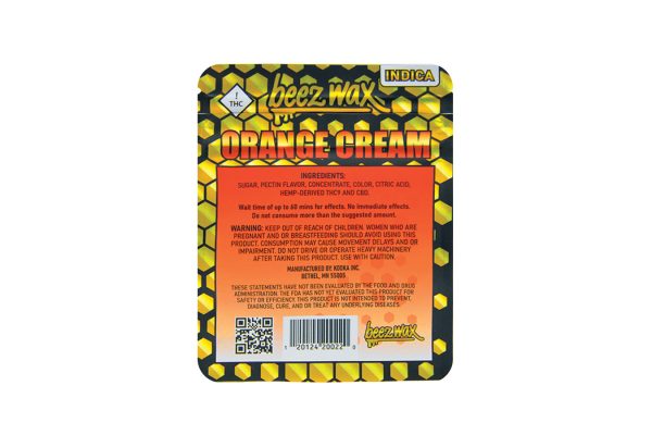 Beezwax-Orange-Cream-IndicaTHC-Gummies-Back Beezwax-Orange-Cream-IndicaTHC-Gummies-Back
