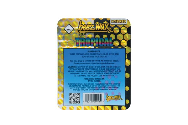 Beezwax-Tropical-Hybred-THC-Gummies-Back Beezwax-Tropical-Hybred-THC-Gummies-Back